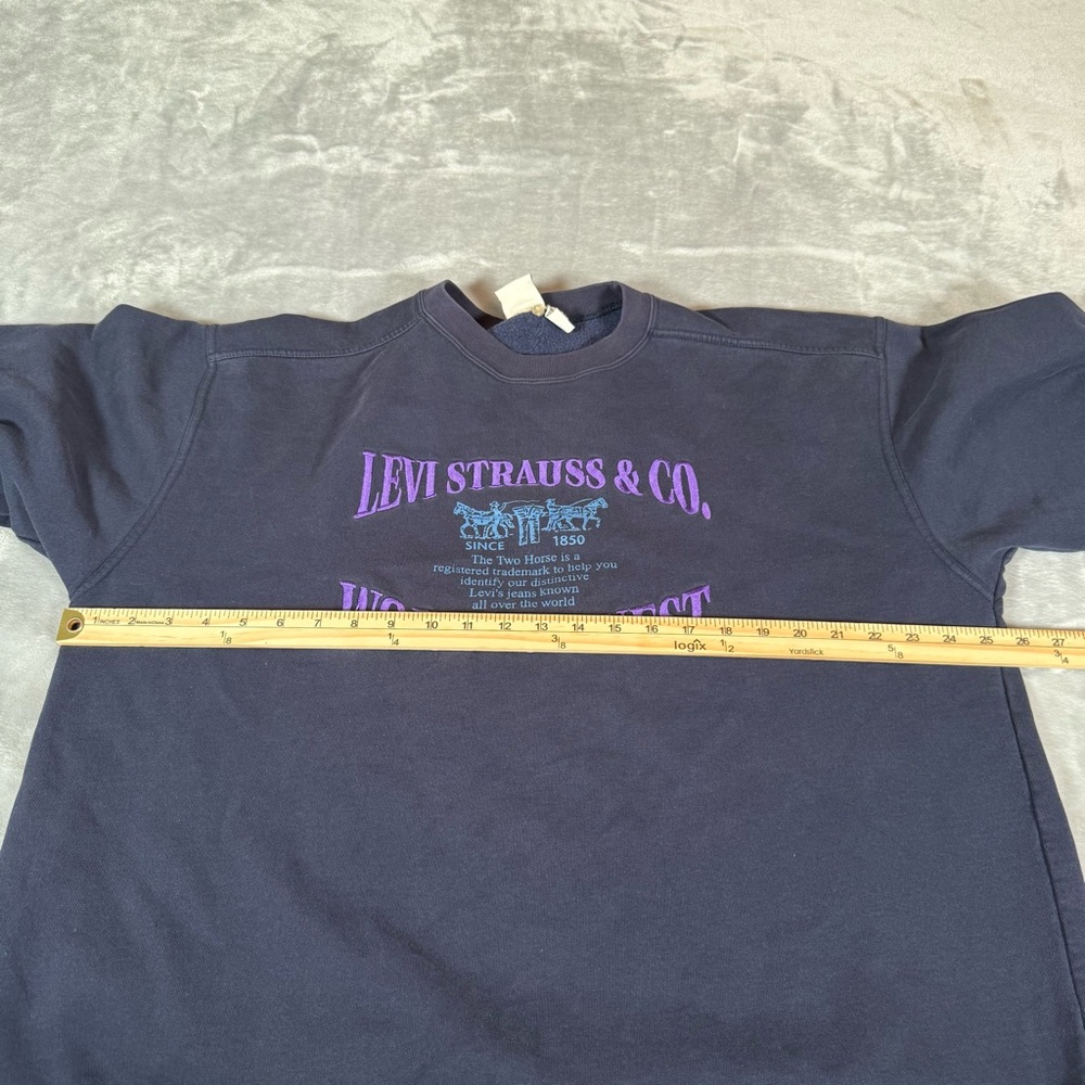 Vintage Levis Strauss Embroidered Sweatshirt Womens L (Fits 1X) Faded Blue READ! - Picture 9 of 11